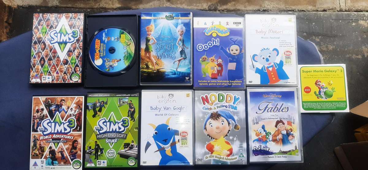 Collection of 11 kids dvd's  and pc games.Dispription on pictures