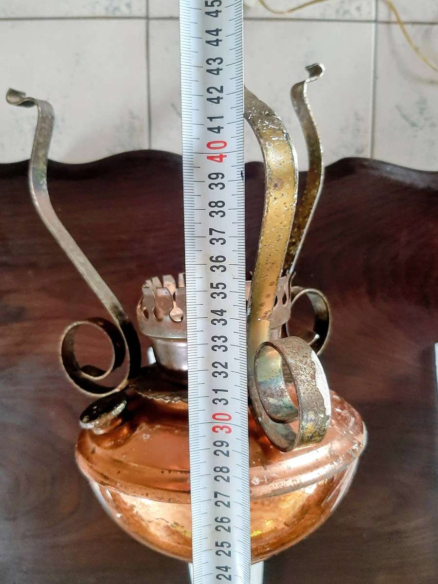 Vintage scone copper oil lamps converted to electric.