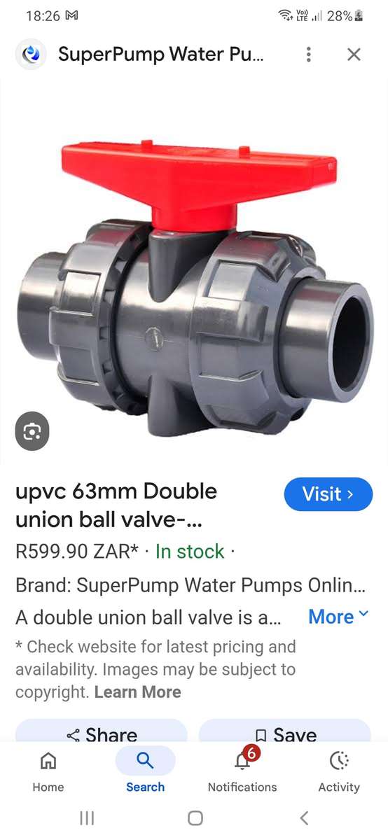 Pvc 63mm ballvalve new.