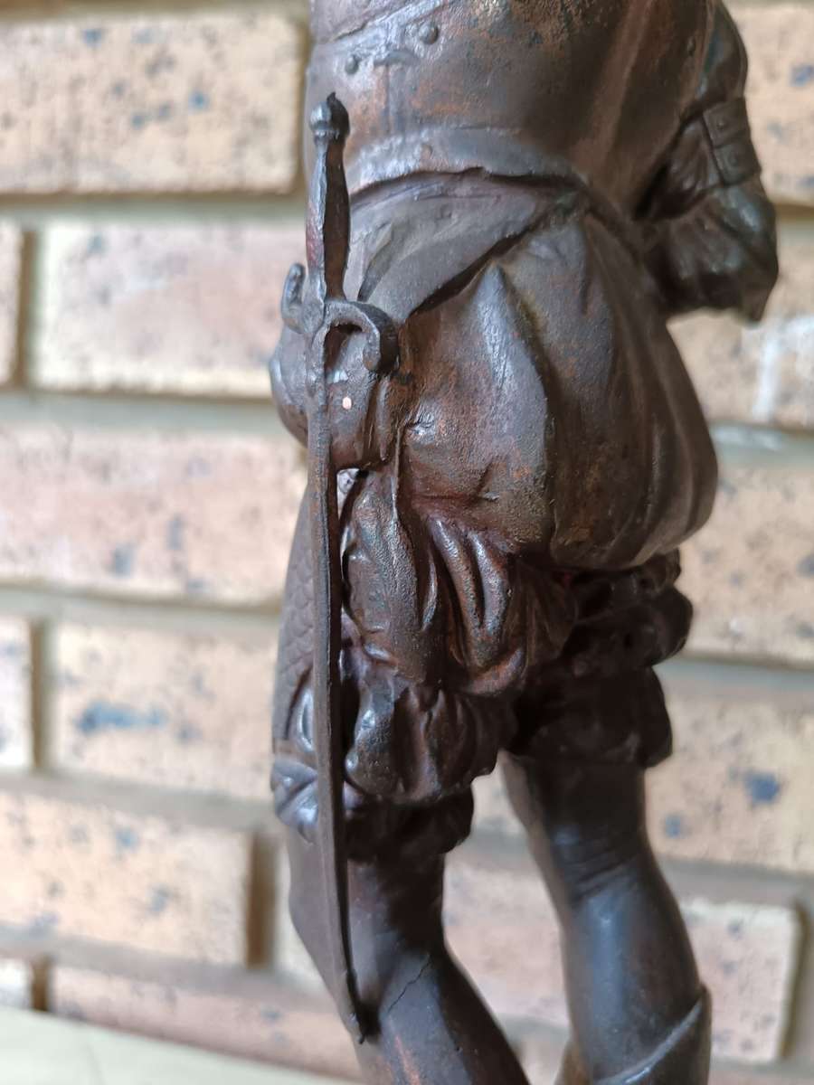 Antique victorian era Bronzed spelter medieval knight needs refurbishment