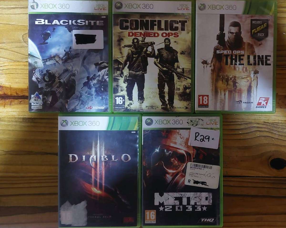 Xbox 360 S Console (For repair or to be used as parts) + Controller & Power Supply and 5 Games