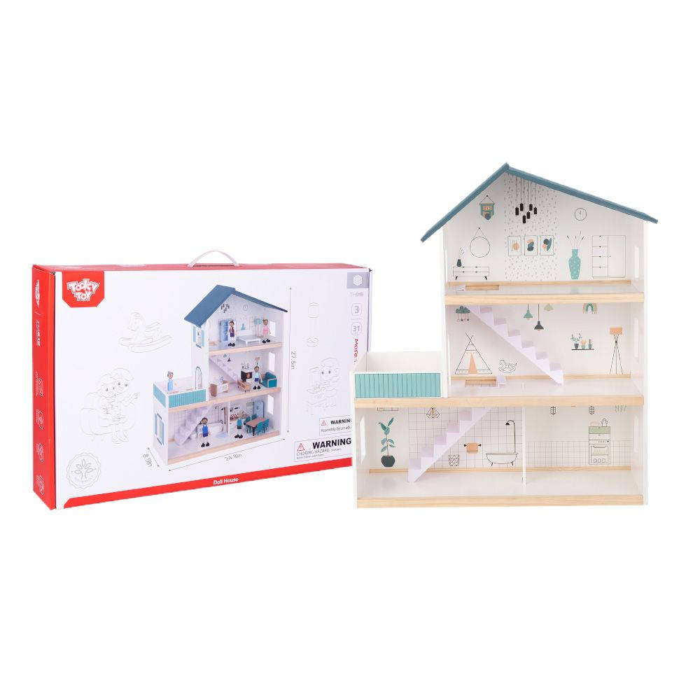 TookyToy 3-Storey Doll House & Accessories - packaging Damaged