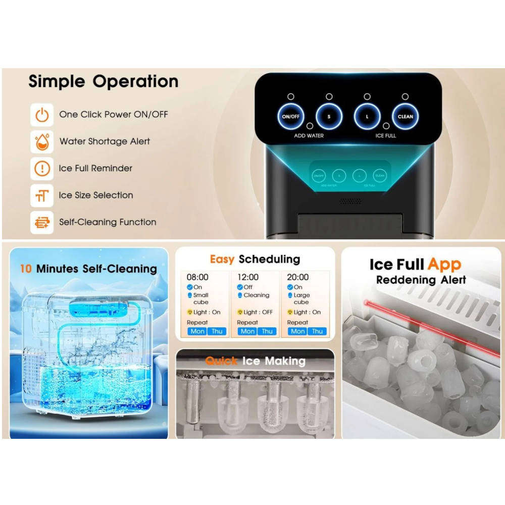 Fandbo Smart Countertop Bullet Ice Maker with AppControl - 15kg/24Hrs