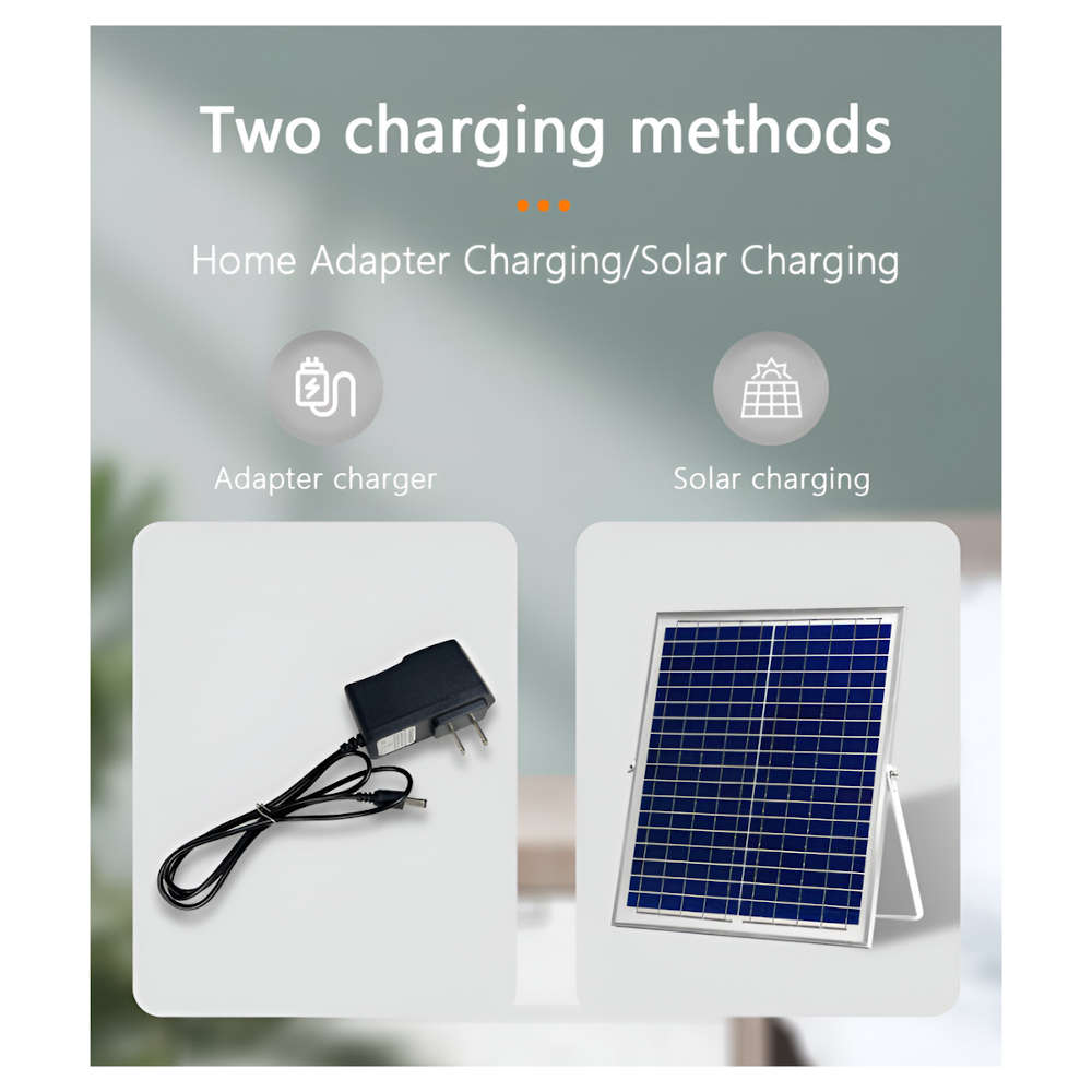 16-Inch Solar Rechargeable Standing Fan with Built-in LED Light