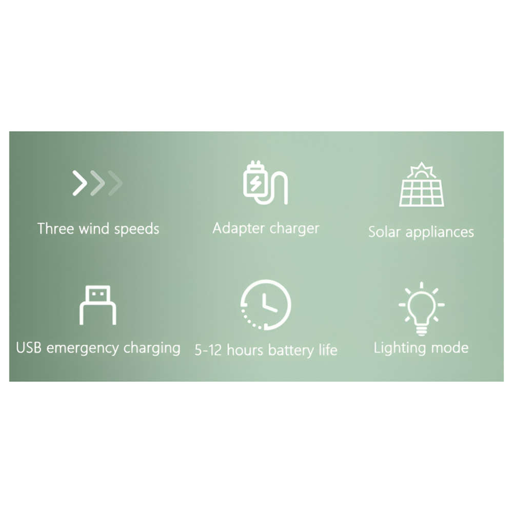16-Inch Solar Rechargeable Standing Fan with Built-in LED Light
