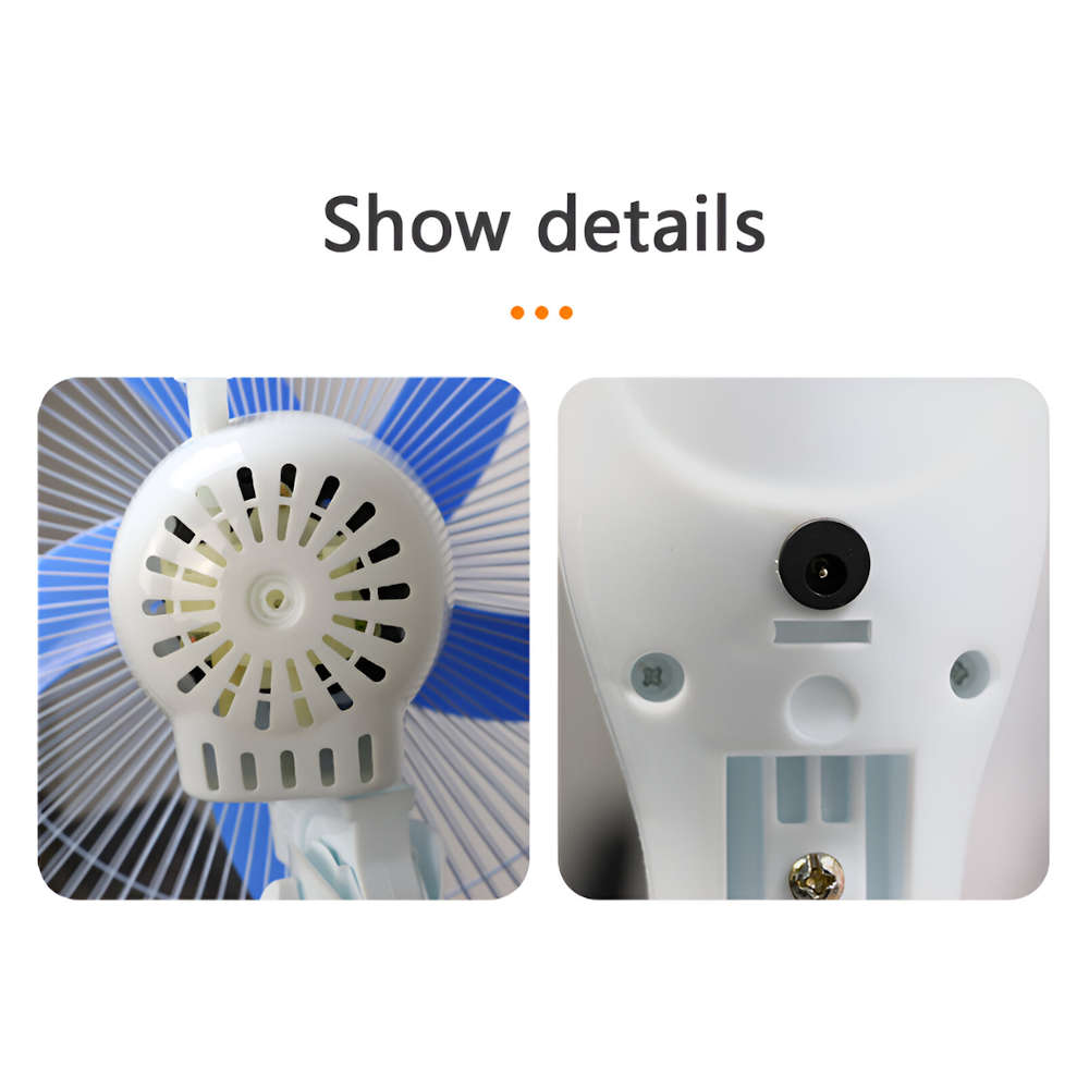 16-Inch Solar Rechargeable Standing Fan with Built-in LED Light