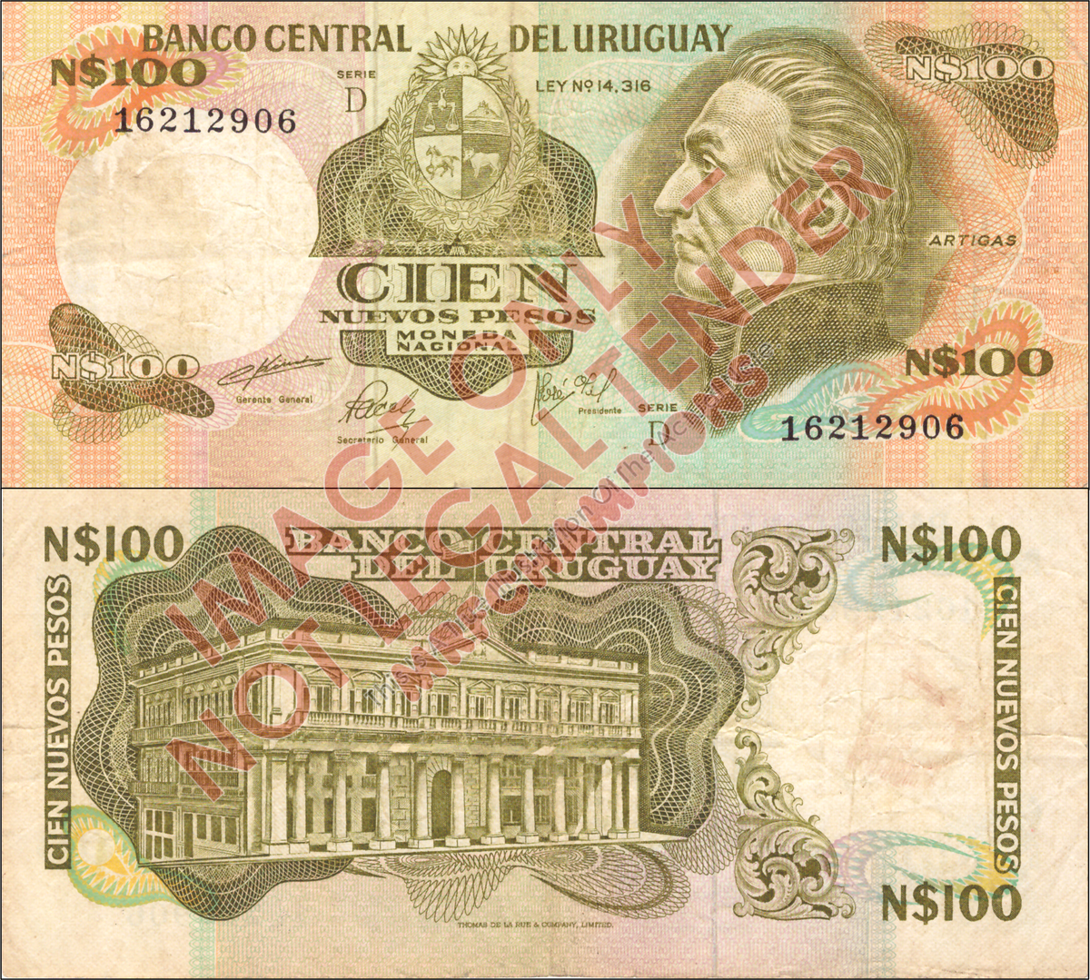 Uruguay 100 Pesos 1975 Ley No. 14.316 Banknote - Collector's Item [16212906]