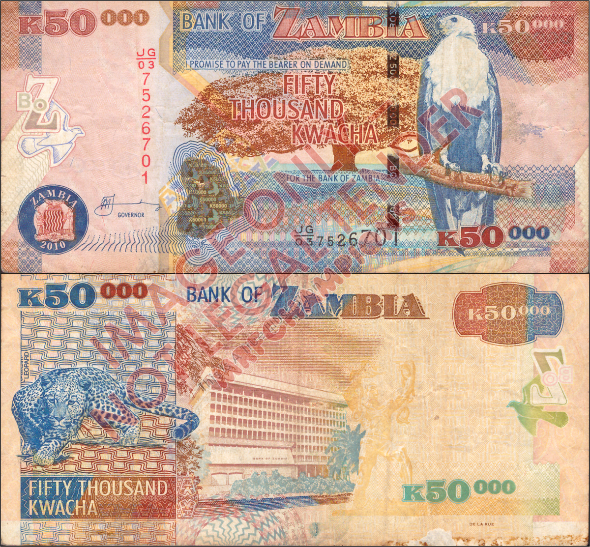 Zambia 50,000 Kwacha 2010 Banknote - Collector's Item [JG037526701]
