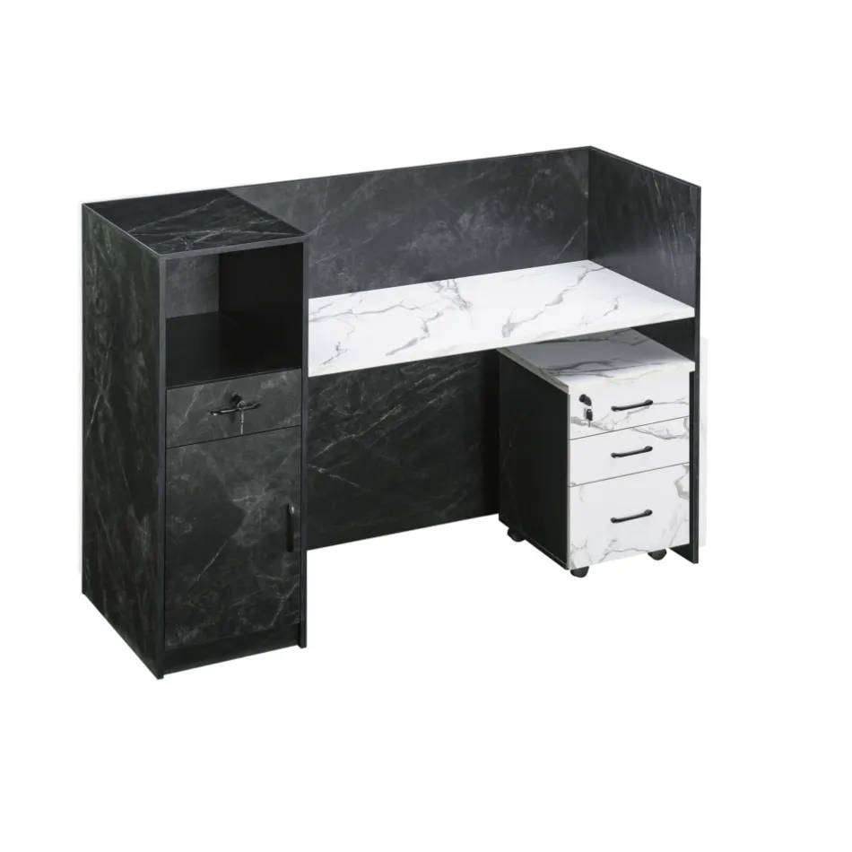 KC FURN - 200cm Black And White Reception Desk