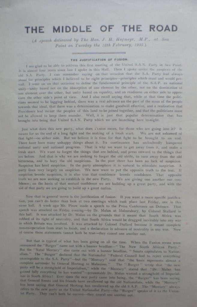 2 Speeches delivered by Jan H Hofmeyr. 1935 & 1945. Rare!