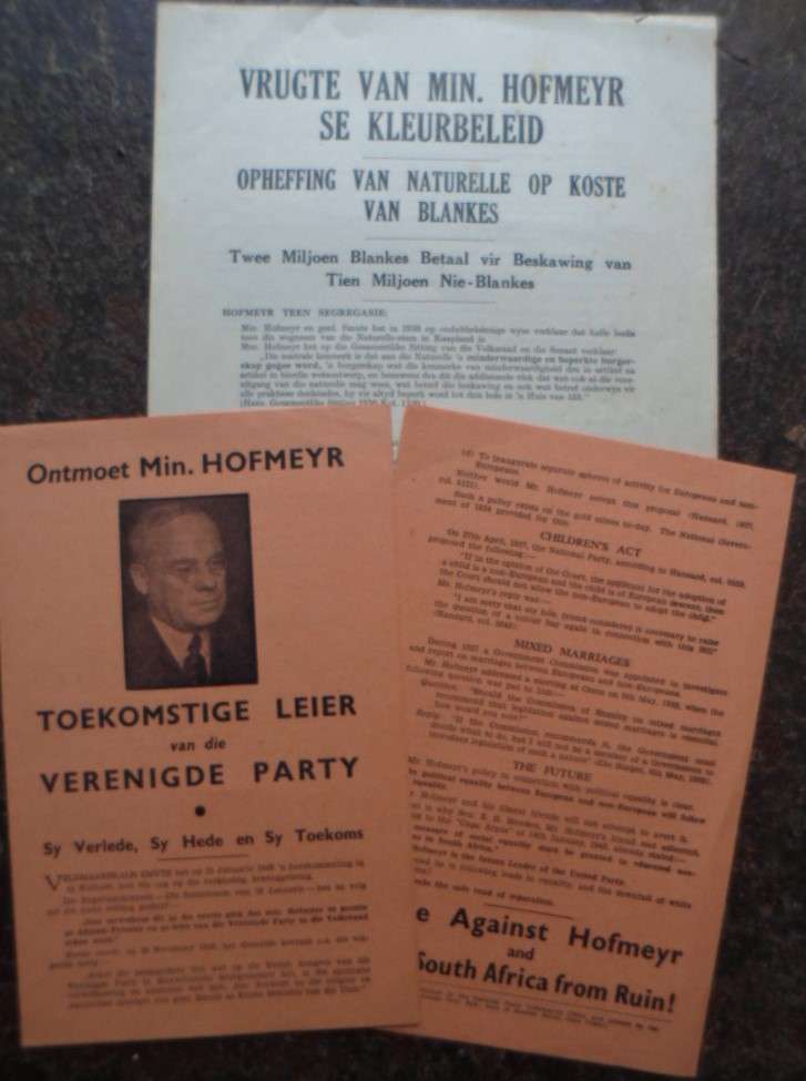 Politieke propaganda teen Jan H Hofmeyr. 1948. Skaars!