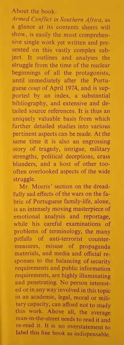 Armed Conflict in Southern Africa. Michael Morris.