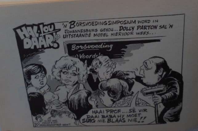 Die vele gesigte van OU MAAIK. Lou Henning. Spotprente.