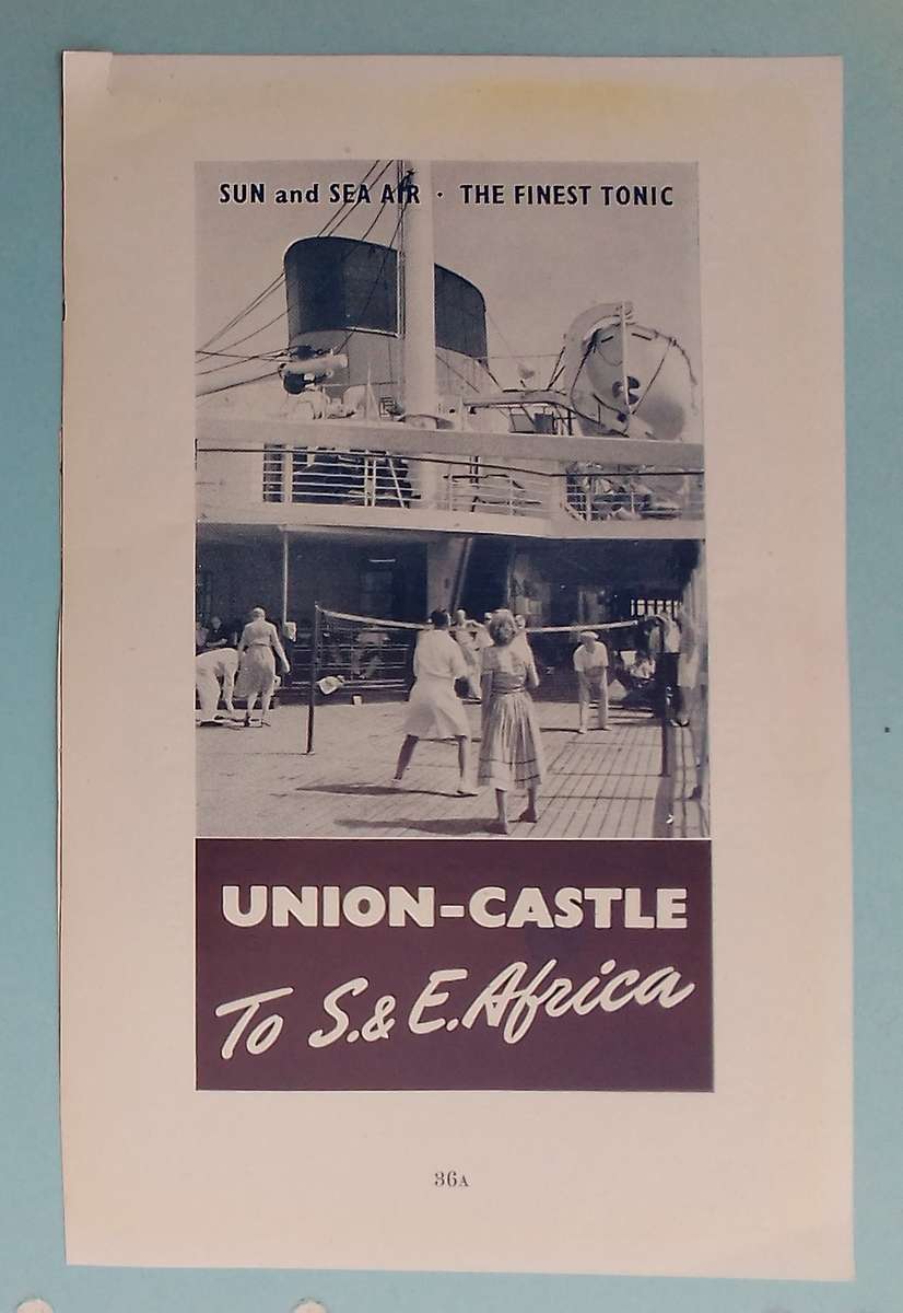 Original Vintage advertisement. 1954. Union-Castle.