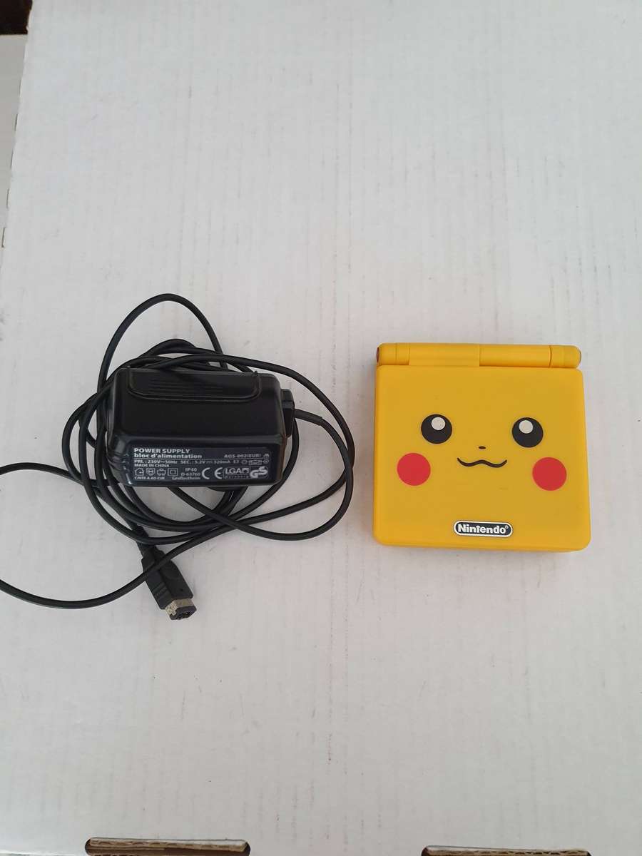 Nintendo Game Boy Advance SP Pikachu Handheld System - AGS-101 + Charger