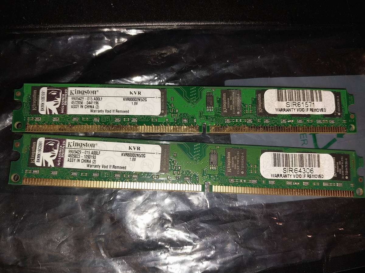 Used Kingston PC2 (DDR2) 6400/800 MHz CL5 2 GB DIMM memory modules