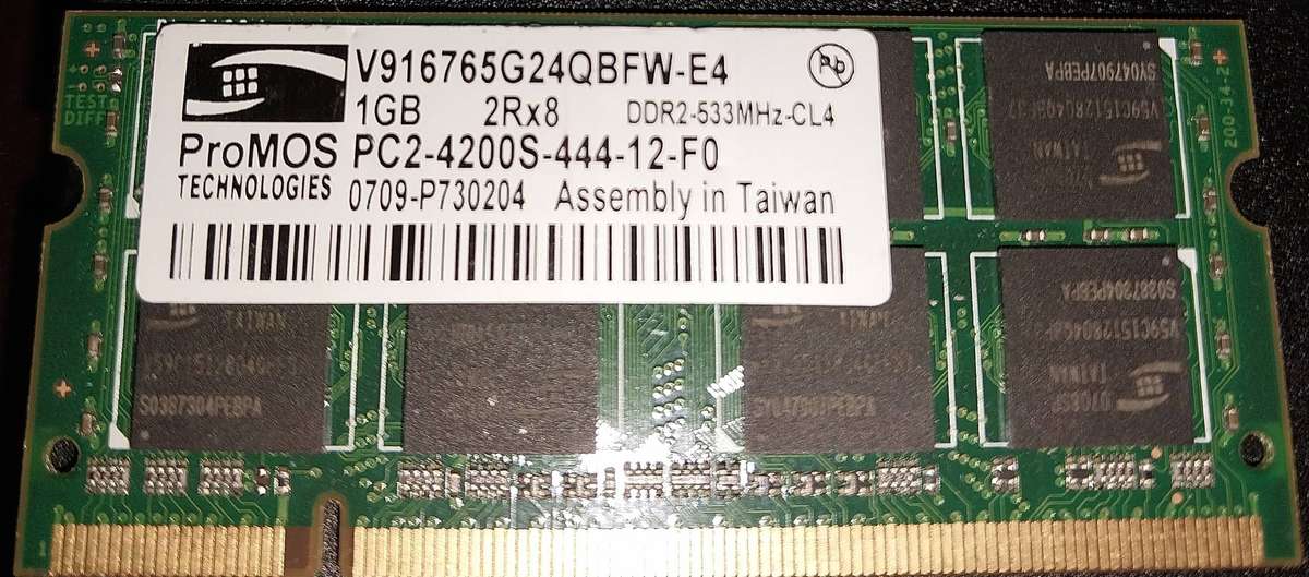 Used ProMOS PC2 (DDR2) 4200/533 MHz, 1 GB SO-DIMM memory module