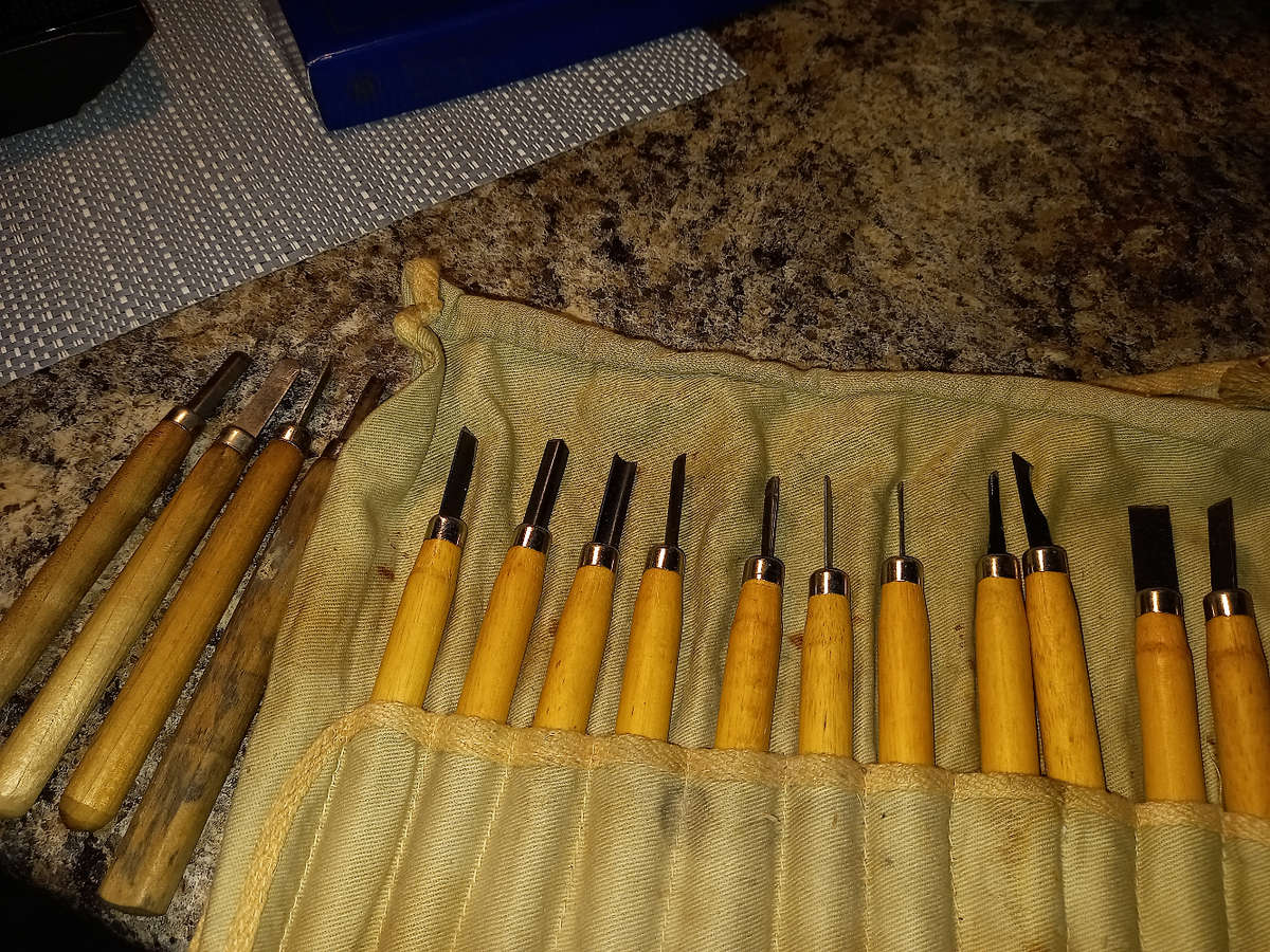 Vintage wood carving chisels