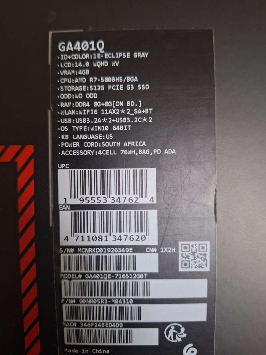 ASUS ROG ZEPHYRUS G14 GA401Q