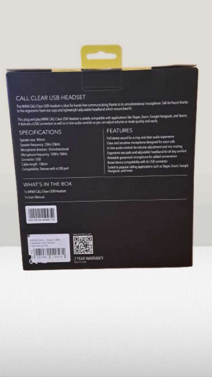 WINX CALL Clear 2.0 USB Headset - Black