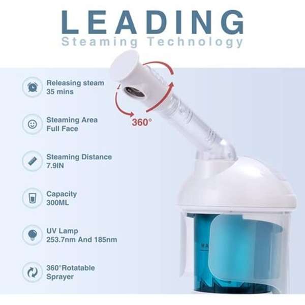 Portable Facial Steamer, Nano Ionic Face Steamer with 360° Sprayer Mist