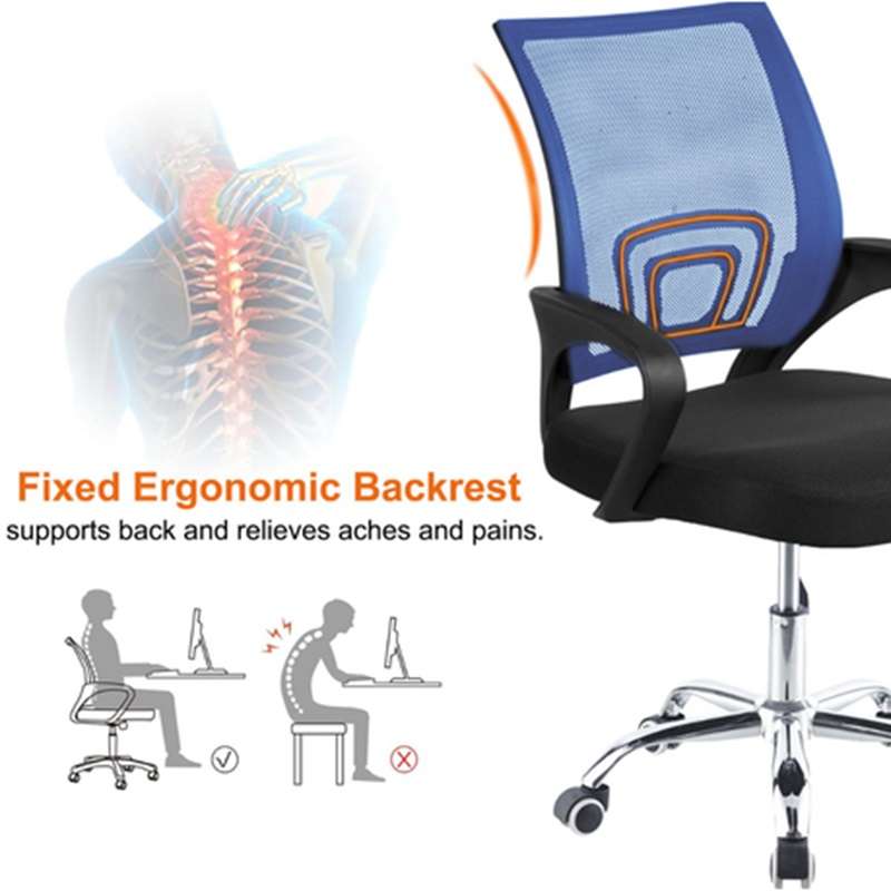 Office Chair Ergonomic Computer Chair Home Armchair Task Study Typist Chair-Blue