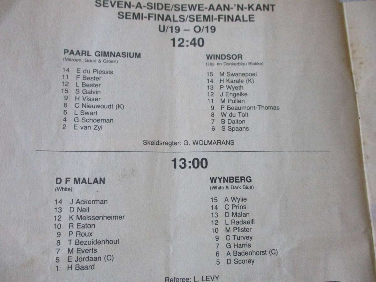WP vs TVL 22 SEPTEMBER 1990 - RUGBY MATCH PROGRAMME
