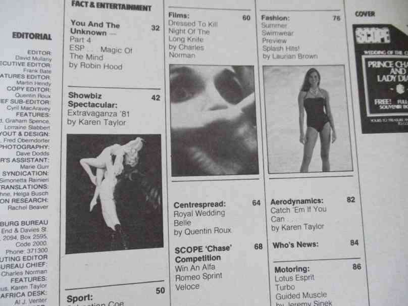 SCOPE MAGAZINE 7 AUGUST 1981 ( JO-ANN MILES DURBAN, BRUCE SPRINGSTEEN, LOTUS ESPRIT TURBO
