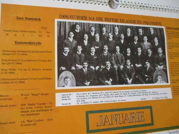 SPRINGBOK RUGBY COMMEMORATIVE CALENDER / HERDENKINGSKALENDER 1891 - 1991