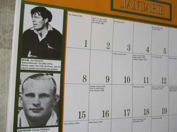 SPRINGBOK RUGBY COMMEMORATIVE CALENDER / HERDENKINGSKALENDER 1891 - 1991
