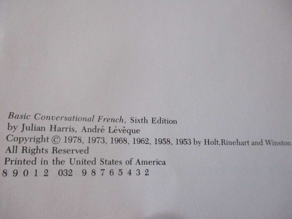 BASIC CONVERSATIONAL FRENCH - HARRIS & LEVEQUE