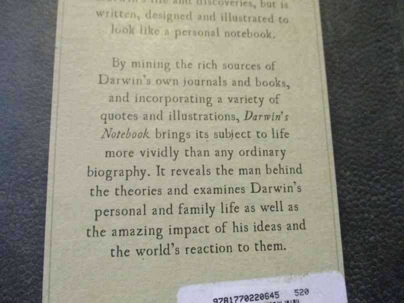 DARWIN'S NOTEBOOK - THE LIFE, TIMES AND DISCOVERIES OF CHARLES ROBERT DARWIN  - JONATHAN CLEMENTS
