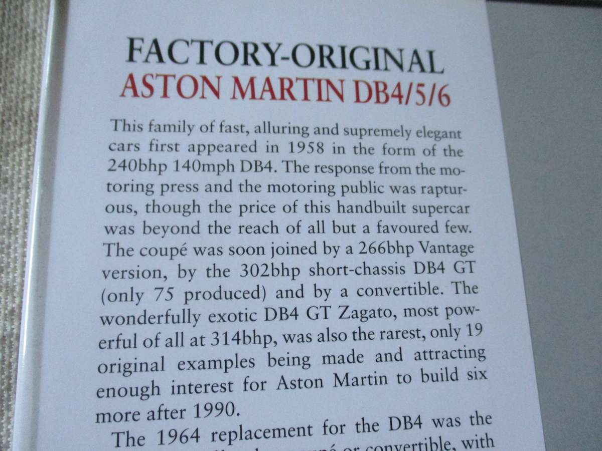 FACTORY - ORIGINAL ASTON MARTIN DB4 / 5 / 6 - THE ORIGINALITY GUIDE TO ALL MODELS - BY JAMES TAYLOR