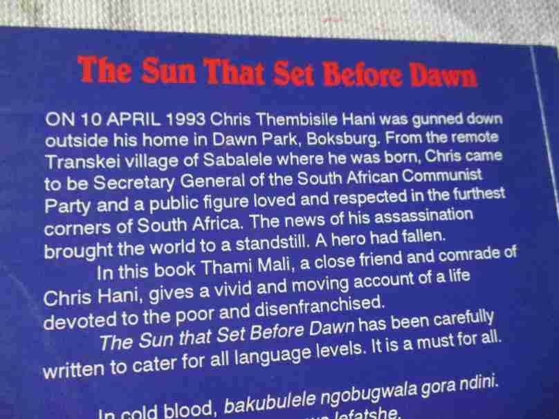 CHRIS HANI - THE SUN THAT SET BEFORE DAWN - THAMI MALI REMEMBERS