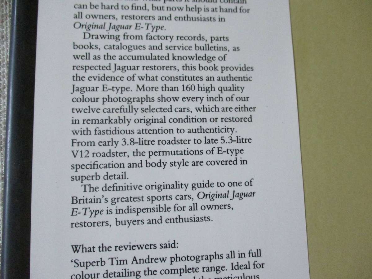 ORIGINAL JAGUAR E-TYPE - THE RESTORERS GUIDE TO 3.8, 4.2  AND  V12  BY PHILIP PORTER