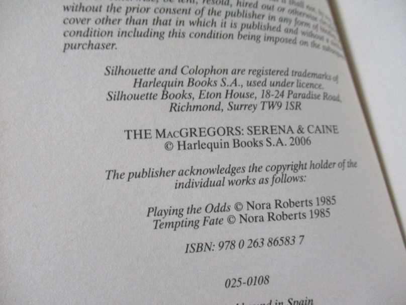 THE MACGREGORS - NORA ROBERTS ( playing the odds & tempting fate )