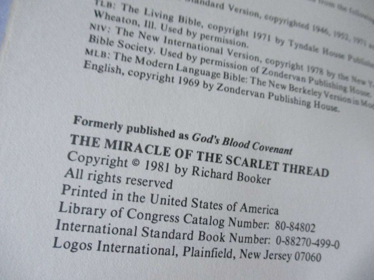 THE MIRACLE OF THE SCARLET THREAD - RICHARD BOOKER