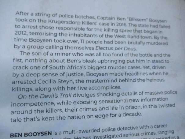 ON THE DEVIL'S  TRAIL - HOW I HUNTED DOWN THE KRUGERSDORP KILLERS - BEN 'BLIKSEM' BOOYSEN