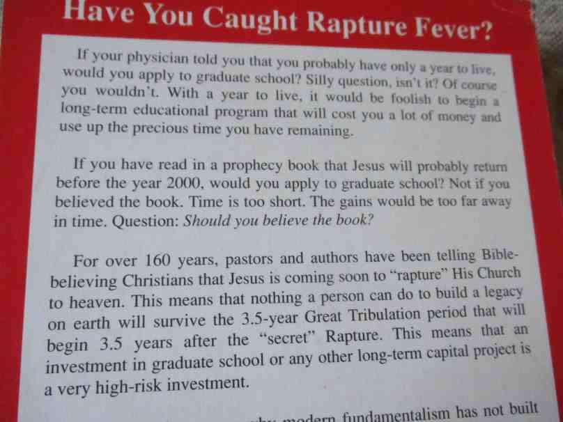 RAPTURE FEVER - WHY DISPENSATIONALISM IS PARALYZED - GARY NORTH