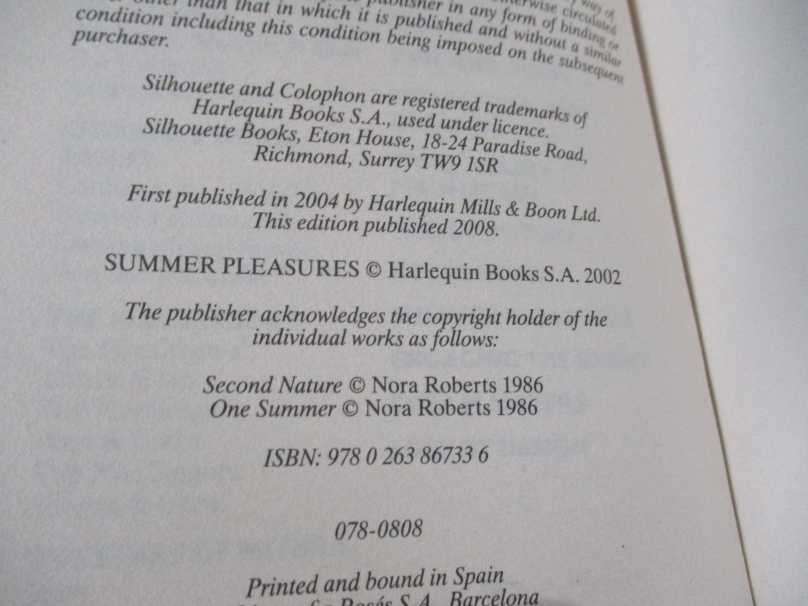 SUMMER PLEASURES - NORA ROBERTS ( second nature & one summer )