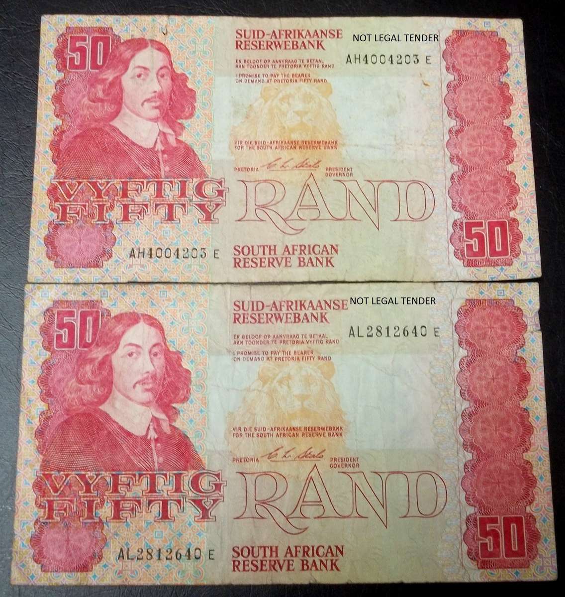 **R1 Auction** SA 50 Rand early 1990's x2 - bid per note