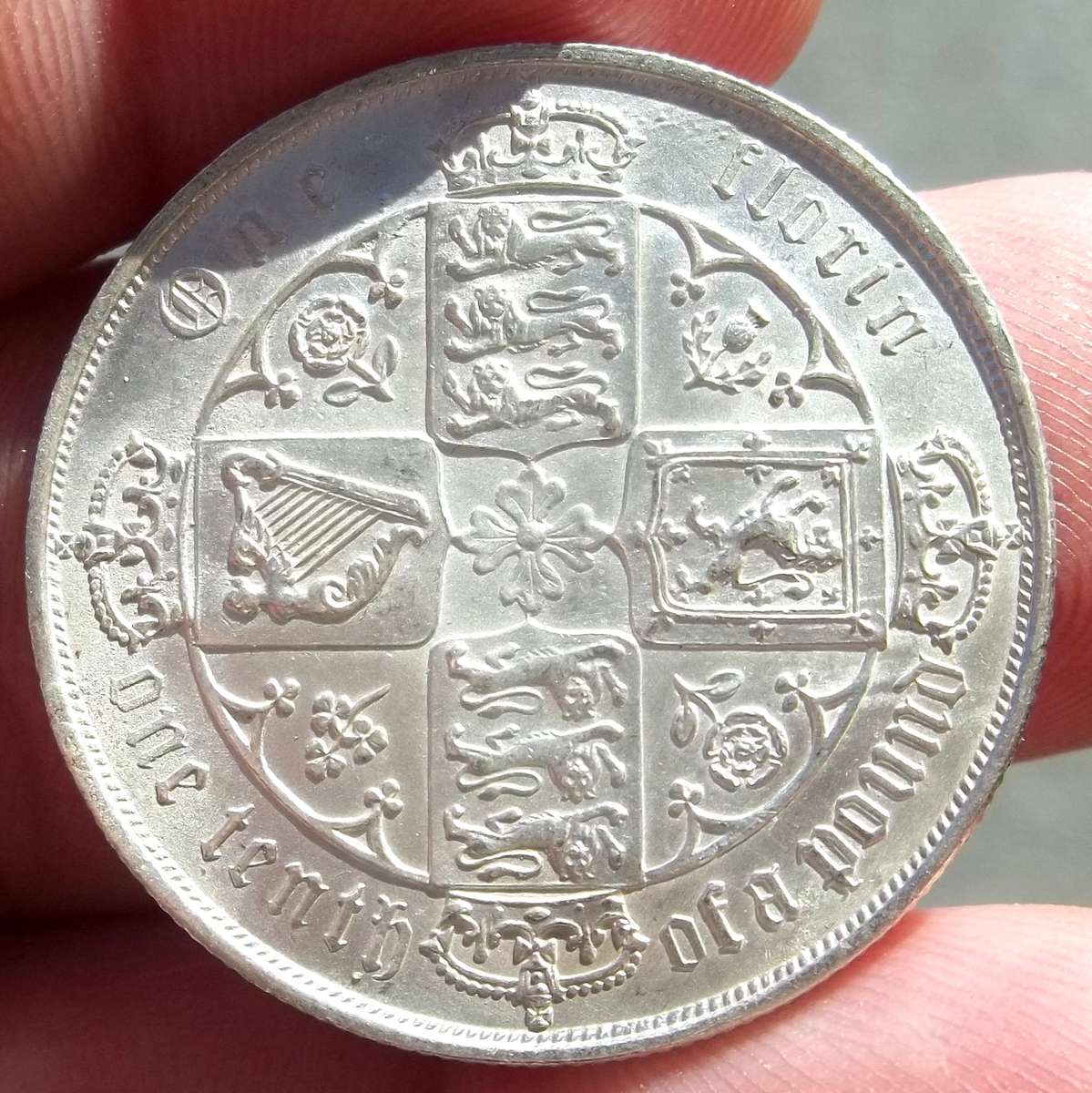 *R1 Start* UK 1880 Gothic Florin - aUNC condition
