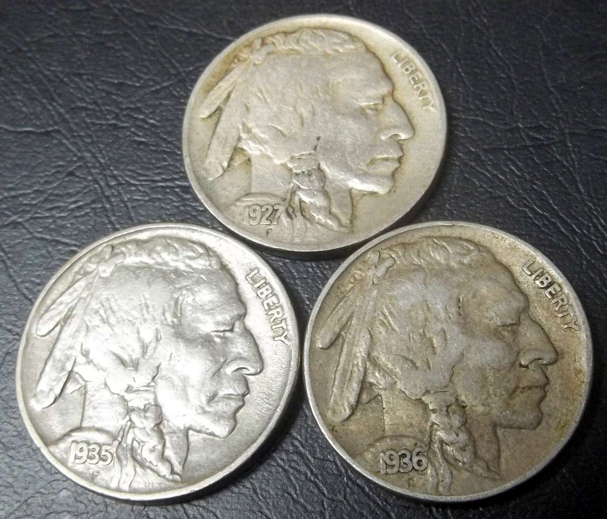 USA Buffalo Nickels 1927, 1935, 1936