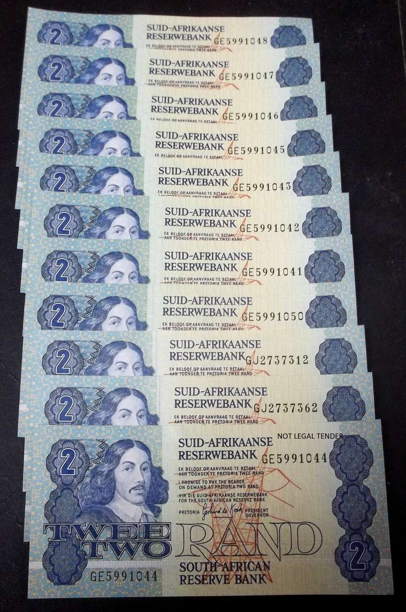 RSA 2 Rand late 1980's(G de Kock 3rd Issue) - 11x in Great condition