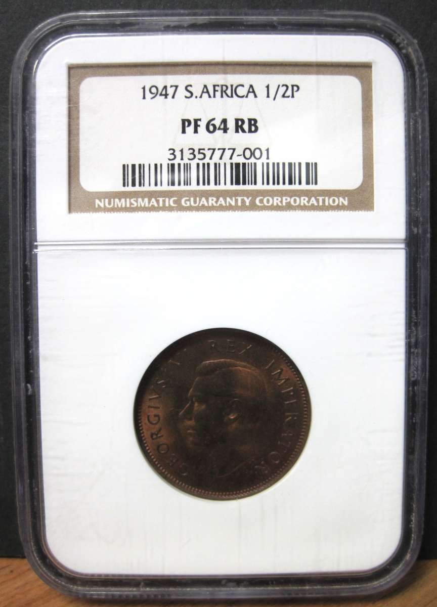 SA Union 1/2 Penny 1947 - NGC PF64RB