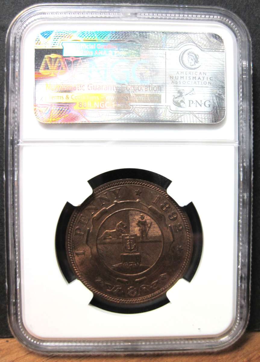 ZAR Penny 1892 - NGC MS63RB - Very Scarce in RB