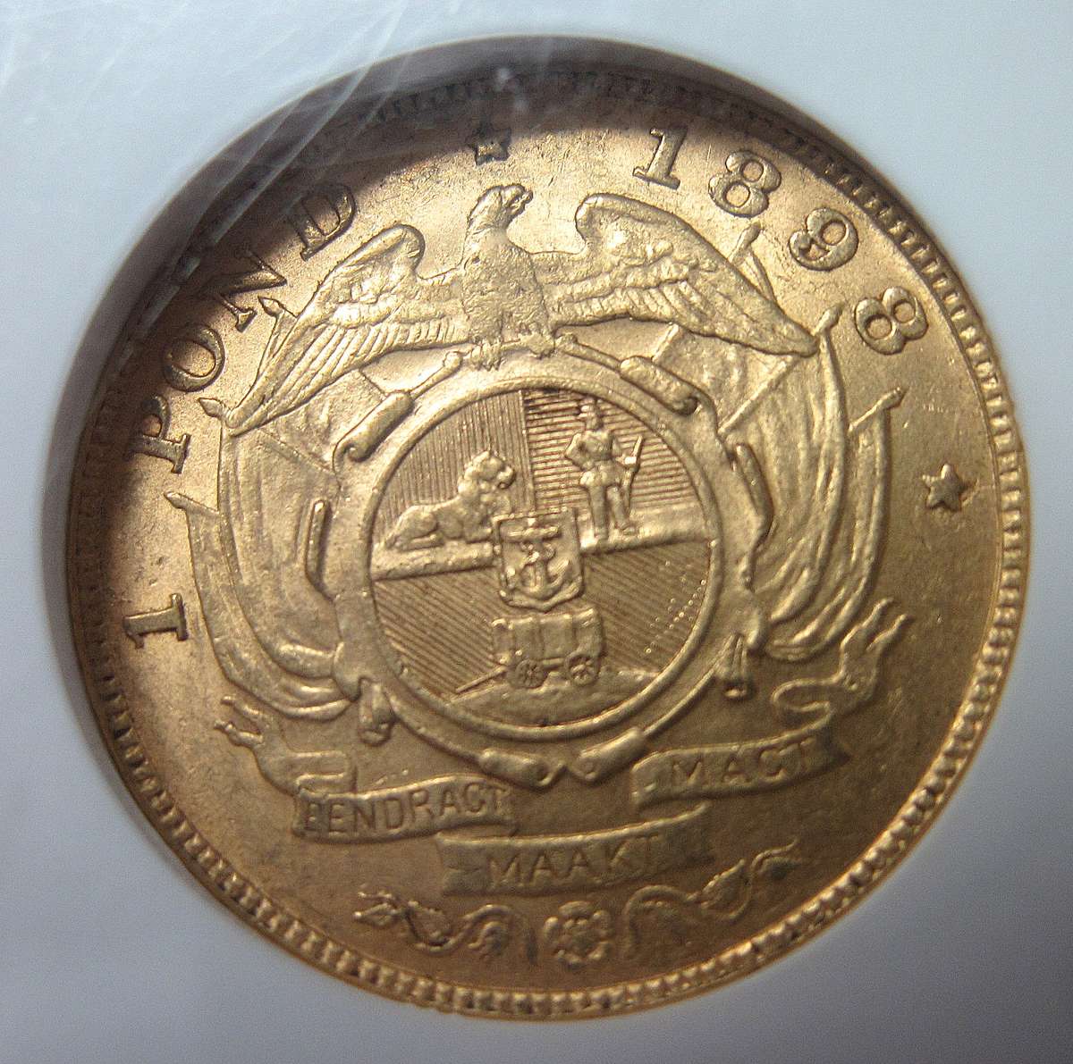 ZAR 1 Pond 1898 - NGC MS63