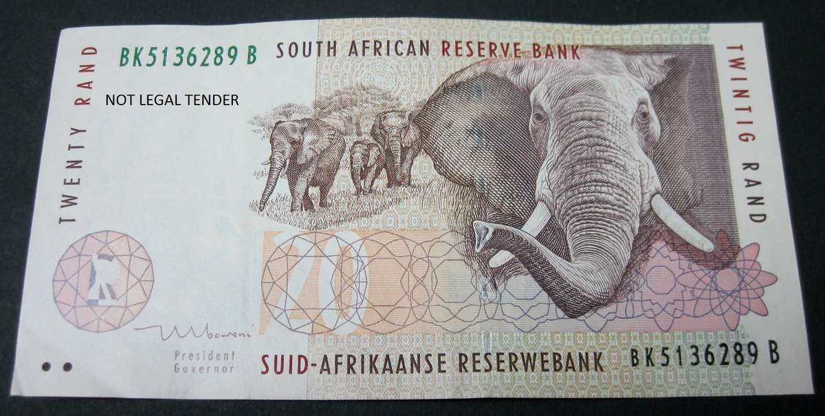 RSA 20 Rand early 2000's (Mboweni 1st issue) - VF to EF condition - more then one available