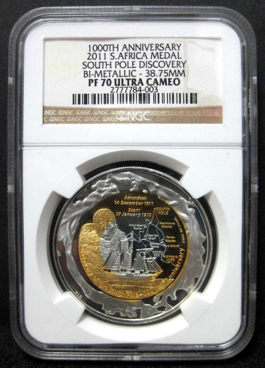 2011 Centenary of the Discovery of the South Pole medallion - 1/4oz 24ct Gold - NGC PF70