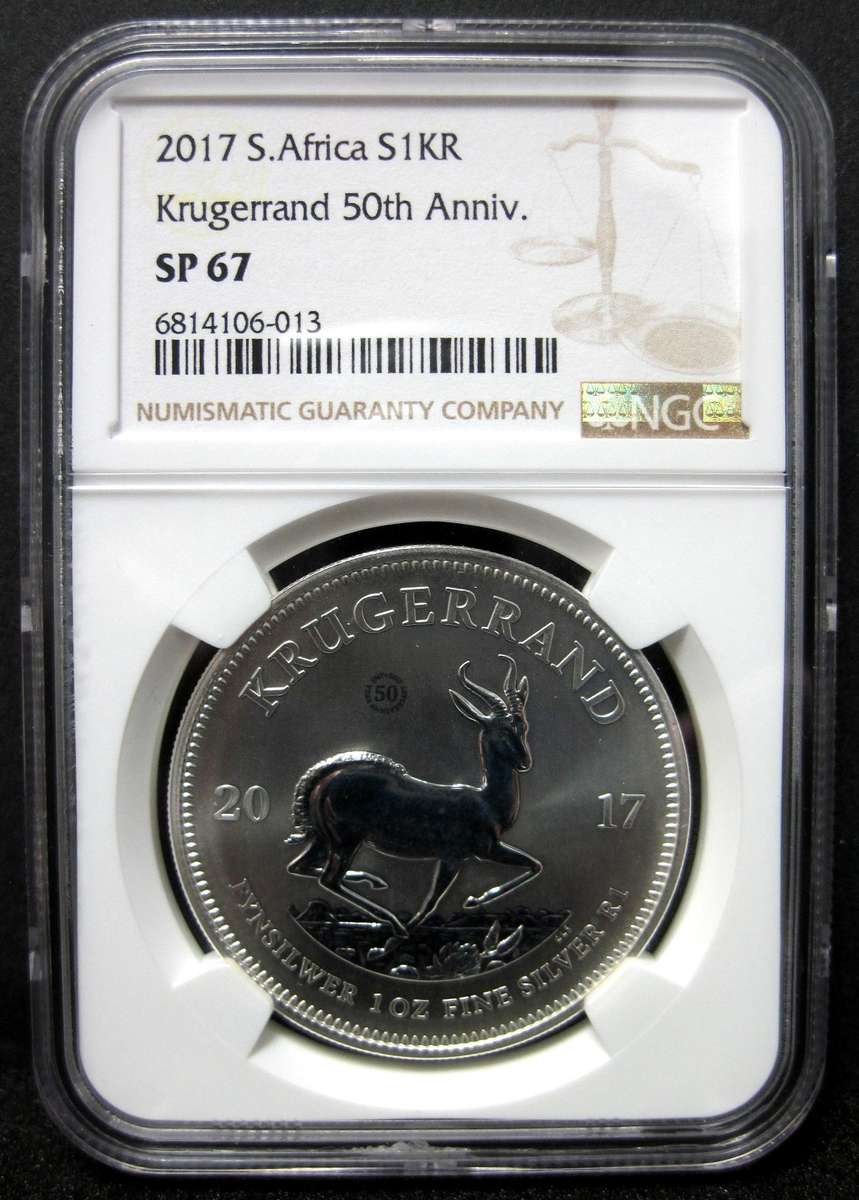 2017 1oz Silver Kruger with 50yrs Privy - NGC SP67